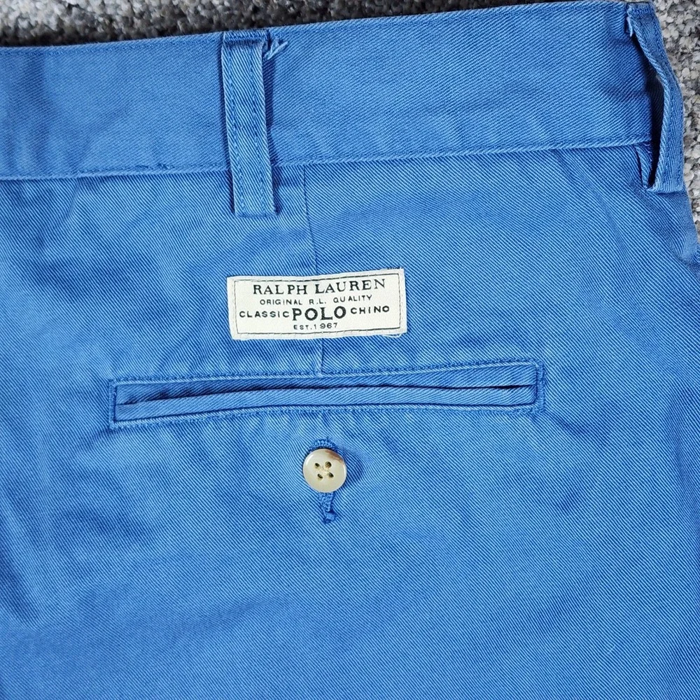 Polo Ralph Lauren Tyler Shorts Mens 38 Blue Pleated Chino Cotton Excellent